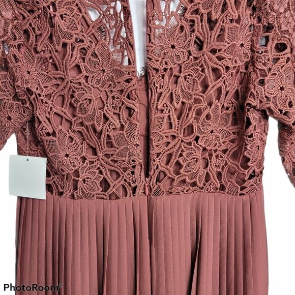 ZARA Pleated Contrast Lace Dress Size SMALL - Picture 11 of 15